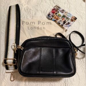Pom Pom London Mayfair Plus bag, black, 2 straps, dust bag